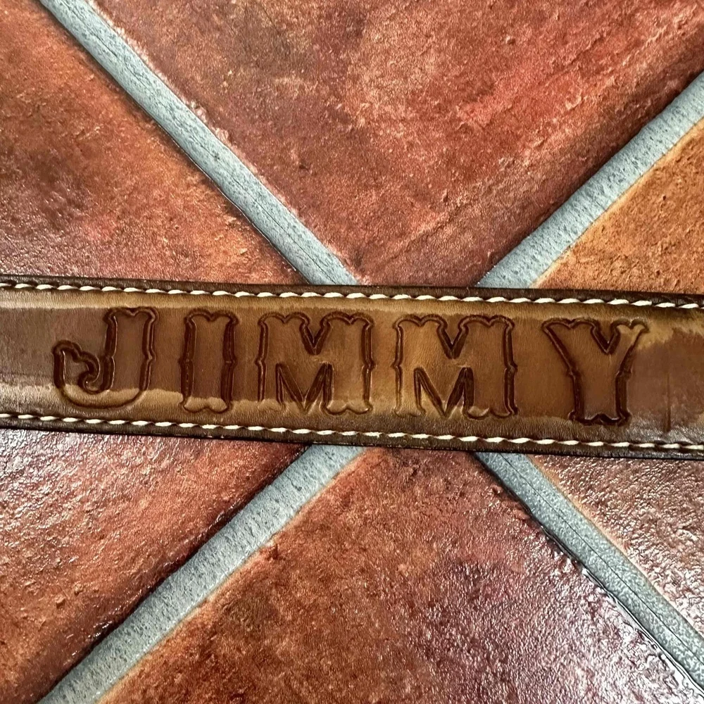 Tony Lama Embossed Leather Jimmy Belt Size 34 Inches